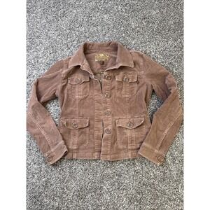 Women's Vintage Y2K Plugg Tan Brown Button Up Corduroy Jacket Size L